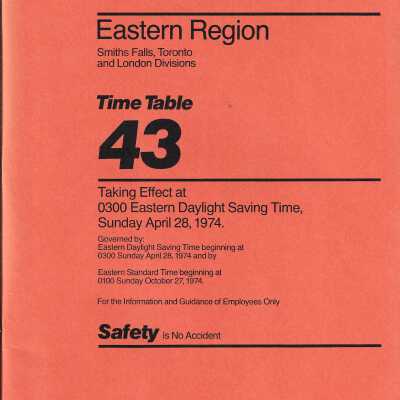 CP Rail - Eastern Region Time Table 43