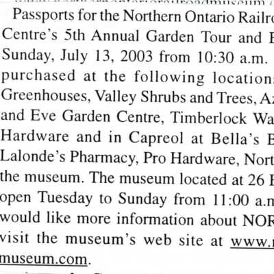 "News from Capreol" in Valley Vision, July 9, 2003