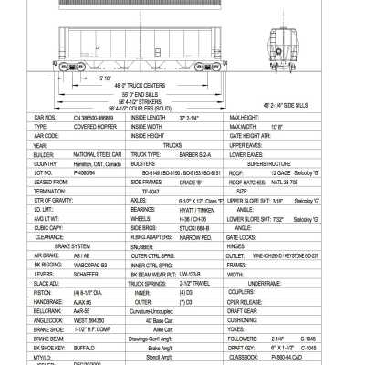 Document, Rolling Stock Plan, Canadian National Railway, CN386500386889.