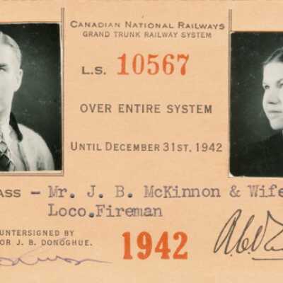 Canadian National Railways: Entire System Pass, J. B. McKinnon and Wife, 1942