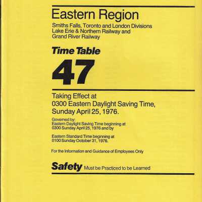 CP Rail - Eastern Region Time Table 47