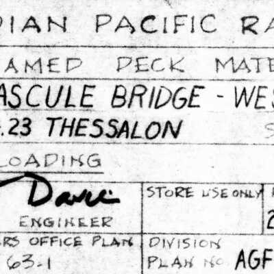 Document, Plan, Canadian Pacific Railway, Preframed Deck Material, Bascule Bridge, West Span, Bridge 134.23, Thessalon.