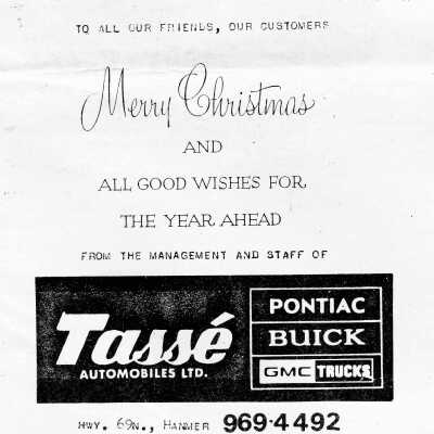 Newspaper Advertisement, Tasse Automobiles Limited.