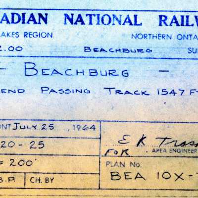 Canadian National: Plan Showing the Extended Passing Track (by 1547’) at Beachburg