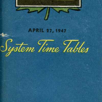Timetable, CNR Passenger Time Table, April 27th 1947.