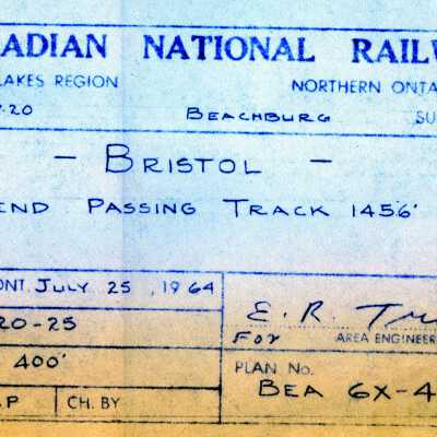 Canadian National: Plan Showing the Extended Passing Track (by 145.6’) at Bristol