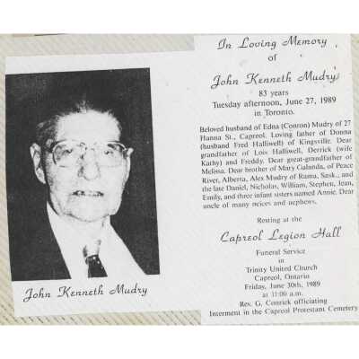 Document, Obituary, John Kenneth Mudry.