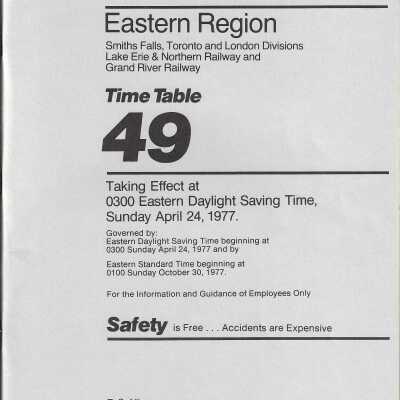 CP Rail - Eastern Region Time Table 49
