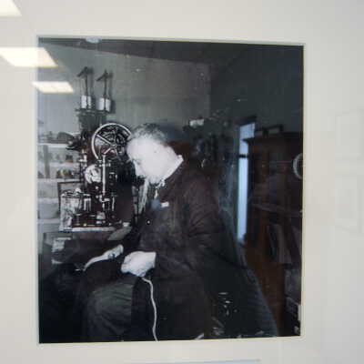 Photograph - Frank Joseph Mazzuca preparing thread for his shoe making business