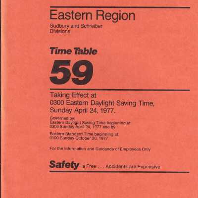CP Rail - Eastern Region Time Table 59