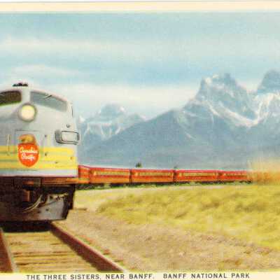 Photograph, Postcard, CPR Train near Banff, Alberta.