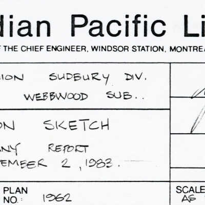 Document, Plan, Canadian Pacific Railway, Eastern Region, Sudbury Division, Webbwood Subdivision, Inspection Sketch.
