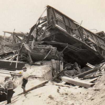 Photograph-Derailed CN Car, Side View