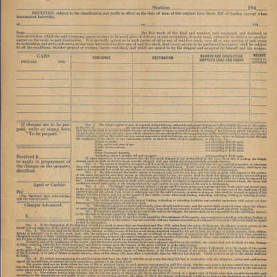 Canadian National: Livestock Special Contract - Shipping Order