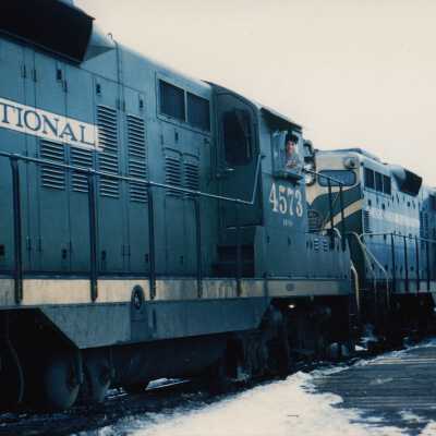 Photograph - Canadian National Railways locomotive no. 4573 at the Canadian National Telegraph and Cable Office