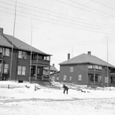 Photograph, Railway company houses in Nakina, Ontario.