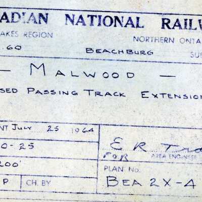 Canadian National: Plan Showing the Proposed Passing Track Extension of 600’ at Malwood