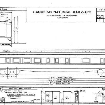Canadian National Railways School Car Class M-IA-74-A, No. 15072 Blueprints