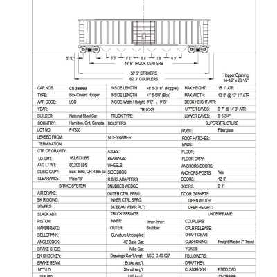 Document, Rolling Stock Plan, Canadian National Railway, CN399999.