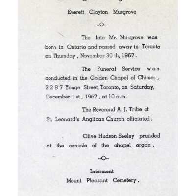 Document, Obituary, Everett Clayton Musgrove.