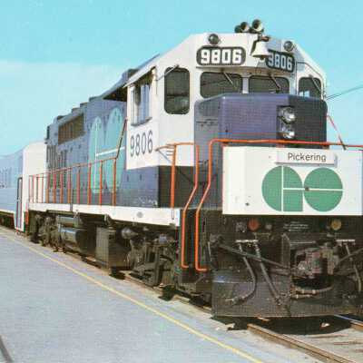 Photograph, Postcard, GO Transit 9806 at Pickering, Ontario, (Then eastern terminal for GO Transit), April 17, 1971.