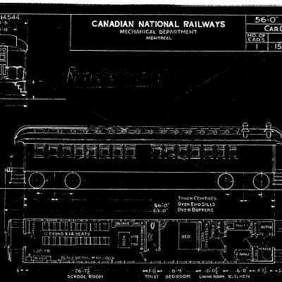Canadian National Railways School Car No. 15073 class M-IA-56-B blueprints