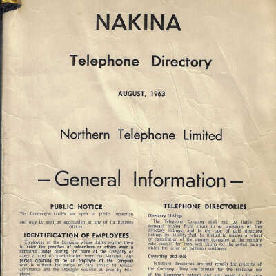 Nakina Telephone Directory, August 1963