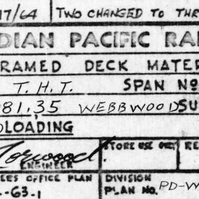 Document, Plan, Canadian Pacific Railway, Predramed Deck Material for T.H.T. Webbwood Subdivision, Bridge 181.35.