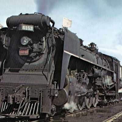 Vanishing Vistas flashcard - CN steam locomotive No. 6157, Turcot Yard, Montreal, Quebec