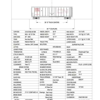 Document, Rolling Stock Plan, Canadian National Railway, CN401000-401399.