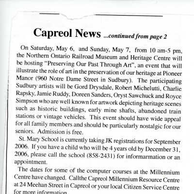 Capreol News Article from May 2006