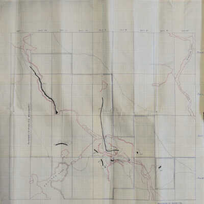 Map, Outcrops of Magnetite of Property of Moose Mountain Ltd. Township of Hutton, District of Nipissing, Ontario, Canada, August 17, 1908