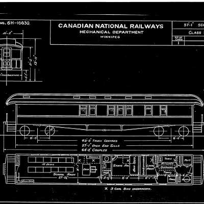 Canadian National Railways School Car 15076, Class MIA-57-A Blueprints