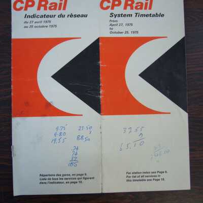 CP Rail System Timetable from April 27, 1975 to October 25, 1975