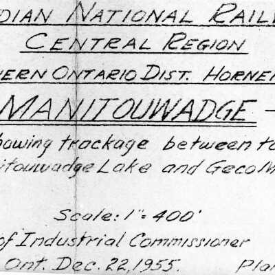 Canadian National: Plan for Trackage between Townsite at Manitouwadge Lake and Geco Mines Limited Mill, Hornepayne Division, December 22, 1955