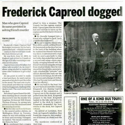 "Frederick Capreol dogged" Article in The Sudbury Star, June 2016