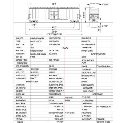 Document, Rolling Stock Plan, Canadian National Railway, CN404000-404399.