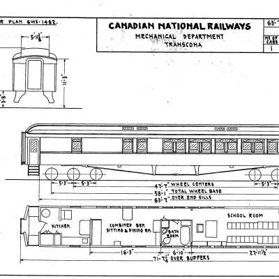 Canadian National Railways School Car No. 15087 class MIA-64-C Blueprints