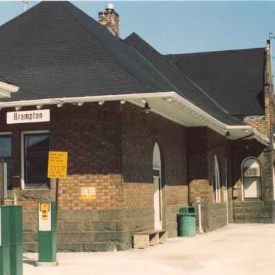 Photograph, CNR Station, Brampton, Ontario, March 6th 1990.