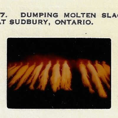 2022.200.03: Slide 2. Dumping Molten Slag at Sudbury, Ontario.