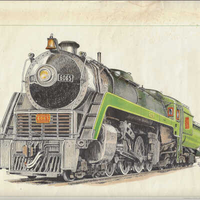 Print of Canadian National Mountain Type Steam Locomotive #6065