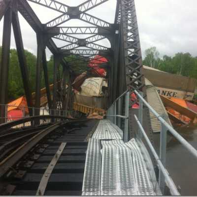 Photograph - CP Bridge collapse and derailment, Wanapitei River, June 3, 2013