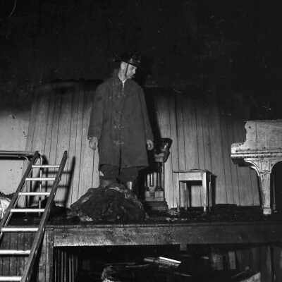 Photograph, Gibson Hall Fire, Capreol Fire Department, 1963.