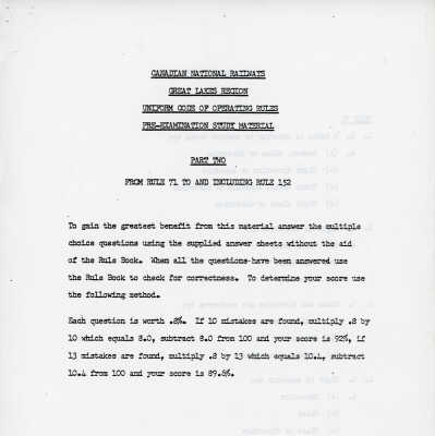 Canadian National Railways Uniform Code of Operations, Part Two: From Rule 71 and Including Rule 152