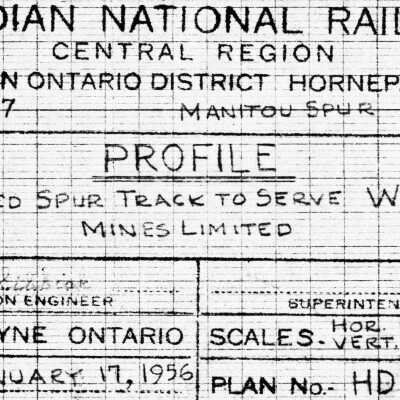 Canadian National: Plan for Proposed Spur Track to Serve Willroy Mines Limited, Hornepayne Division, January 17, 1956