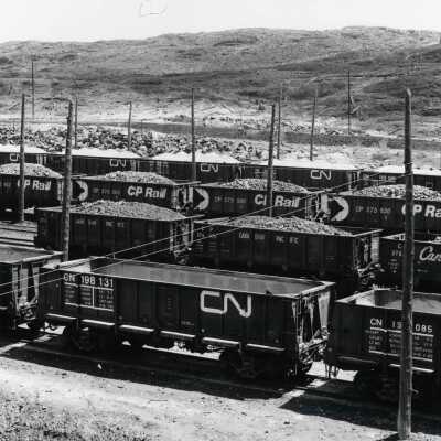Photograph, Rolling Stock in INCO's yards south of Clarabelle, photo by Gordon Jomini.
