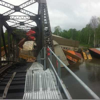 Photograph - CP Bridge collapse and derailment, Wanapitei River, June 3, 2013