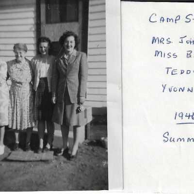 Photograph - Camp Staff (Mrs Johnson, Miss Beggs, Teddy, and Yvonne) Summer 1946