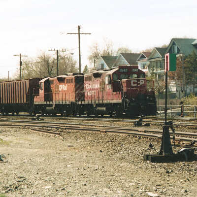Photograph - CP trail pulling into railroad yard