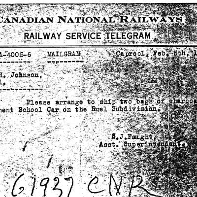 Canadian National Railways Railway Service Telegram